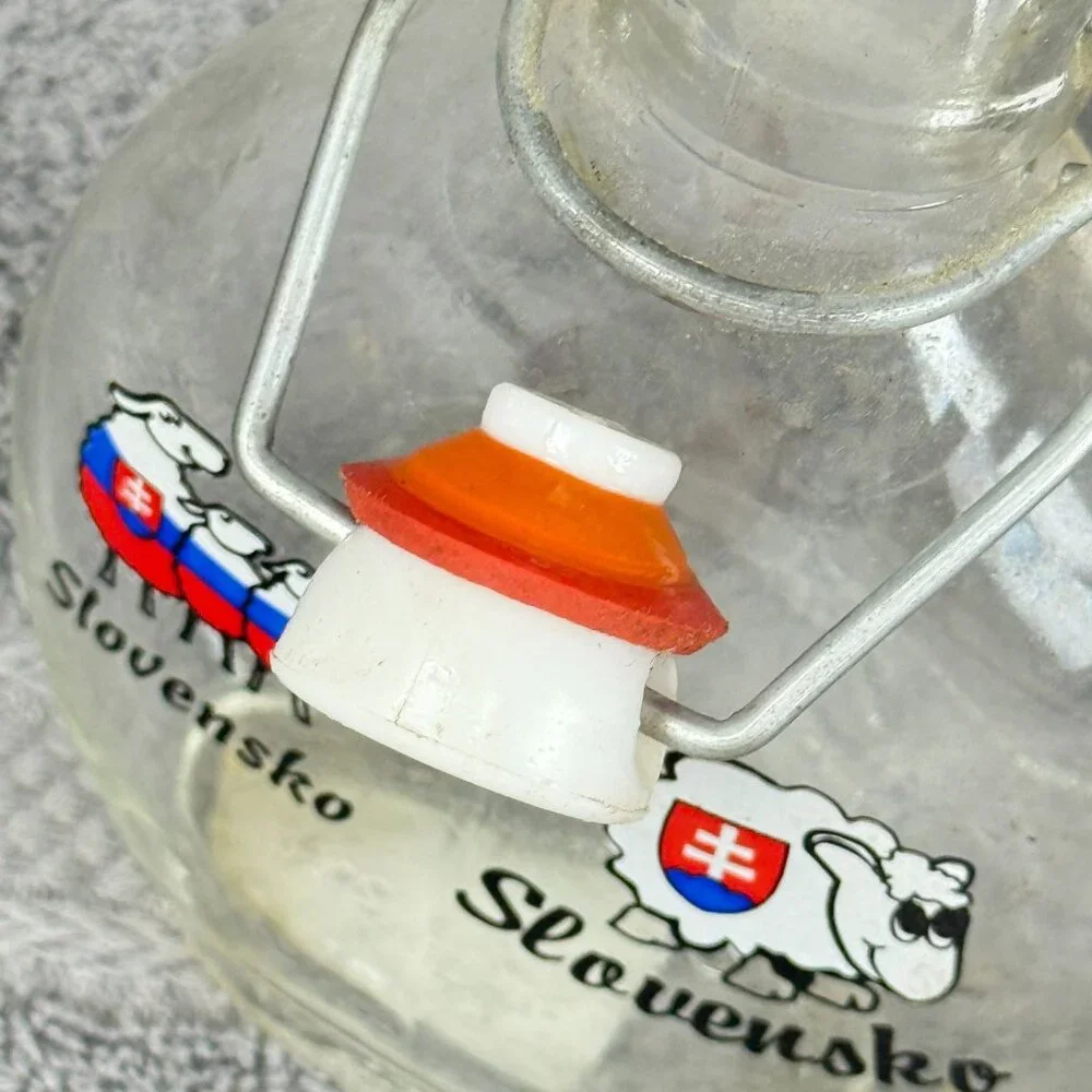 Clear Glass Slovensko Bottle With Sheep Print & Swing Top 250ml Unique Design Gi